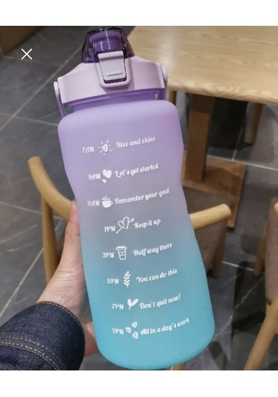 Motivasyon Matara 2000 Ml Suluk, Su Şişesi - Bpa Içermez Motivasyonel Matara Açık Kırmızı - Buz Mavisi