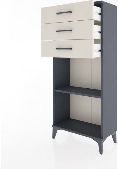 Hyperion Dolap Tek Raflı 3 Çekmeceli 60x44x134 Antrasit-aytaşı Antrasit