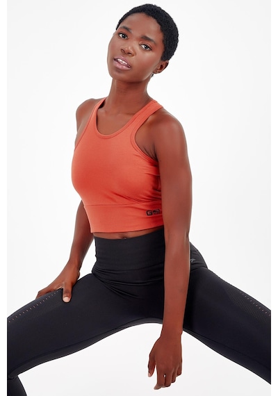 Maraton 17499 Active Slim Fit Kadın Bisiklet Yaka Kolsuz Gym Bralet Kiremit - Siyah