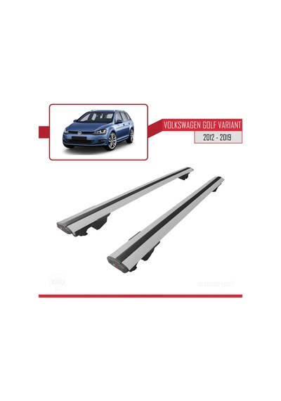 Volkswagen Golf Varıant Mk7-5g 2012-2019 Arası İle Uyumlu Hook Model Anahtar Kilitli Ara Atkı Tavan Barı Gri