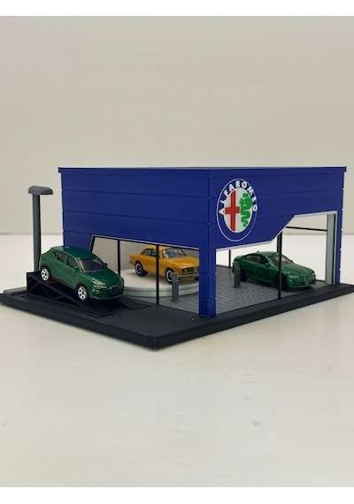 3d Baskı 1/64 Ölçekli Alfa Romeo Showroom Tasarımlı Diorama Araç Sergileme Garajı