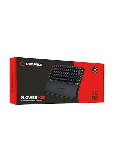Rampage Plower K60 12 Işık Modlu Blue Switch Bilek Destekli Mekanik Klavye