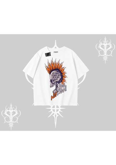 Tarzsokak Oversize Tshirt Burning Skull Rebel Street Anthem Beyaz