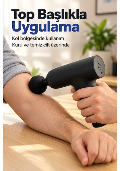 El Tipi Masaj Tabancası Top Başlıklı Siyah Gövde Çok Renkli