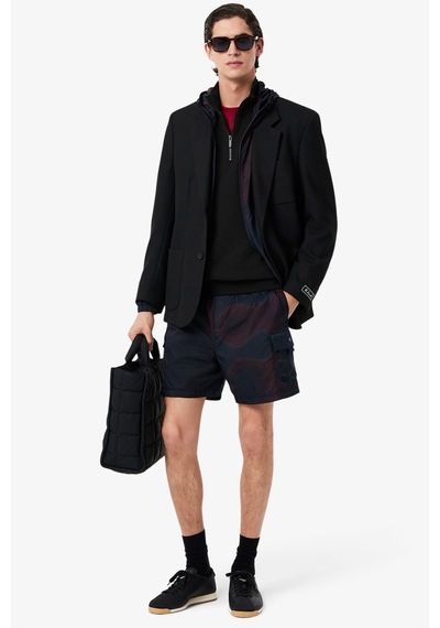 Lacoste Zip-up Fleece Sweatshirt Black Fermuarlı Dik Yaka Pamuklu Erkek Sweatshirt Siyah