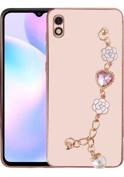 Xiaomi Redmi 9a Kılıf El Tutamaçlı Kamera Korumalı Zore Taka Silikon Kapak Pembe