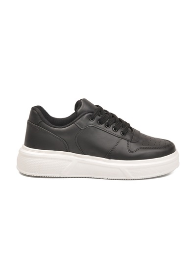 Ayk's Siyah Beyaz Bağcıklı Cilt Hafif Unisex Sneaker Aper 049 G Siyah-beyaz