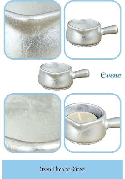 Mumluk Şamdan 3 Adet Tealight Uyumlu Üçlü Tava Model - Gümüş