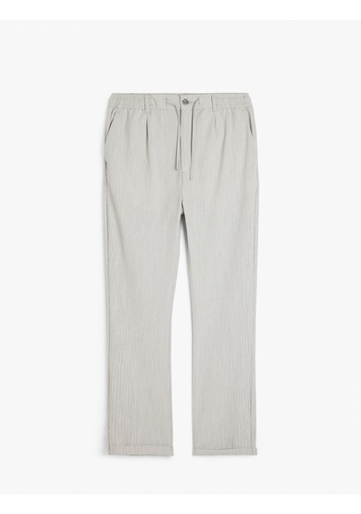 Koton Katlamalı Paça Viskon Karışımlı Düğmeli Beli Bağcıklı Slim Fit Pantolon Gri 5sam40034hw Gri Koton Katlamalı Paça Viskon Karışımlı Düğmeli Beli Bağcıklı Slim Fit Pantolon Gri 5sam40034hw Gri
