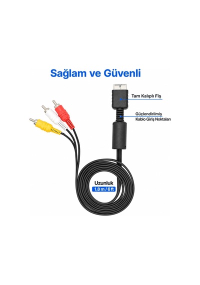 Ps1 Ps2 Ps3 Rca Görüntü Kablosu Playstation Av Tv Bağlantı Ses Video Kablosu