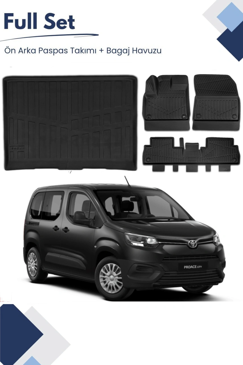 Toyota Proace City 2025 Model Tam Uyumlu Paspas+bagaj Havuzu Seti