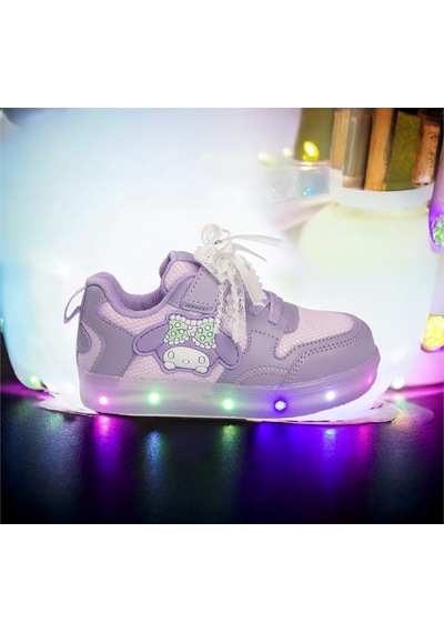 İncili-fiyonklu Lila-mor Işıklı Kız Çocuk Sneaker Spor Ayakkabı Mor - Lila