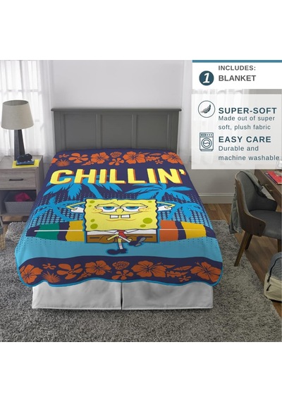 Lexroo Spongebob Squarepants Bedding Süper Yumuşak Mikro Raschel Battaniye 157,5 Cm X 228,6 Cm Çok Renkli