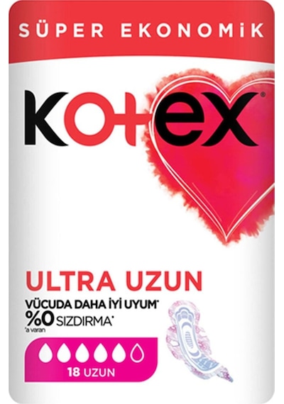Kotex Ultra Uzun Süper Ekonomik Hijyenik Ped Uzun 12 x 18'li