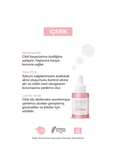 Sinoz Gözenek Sıkılaştırıcı Sebum  Sivilce  Serum Niacinamide 10% + Zinc Pca 1% 30 ML