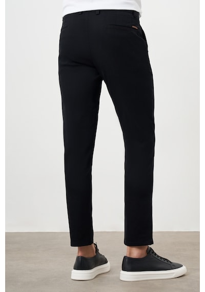 Morven Erkek Siyah Yazlık Pileli Slim Fit Chino Pantolon Siyah