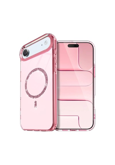 Newface Apple Uyumlu İphone 17 Air Live Diamond Magsafe Kapak - Pembe - Özel Seri 8683140913885