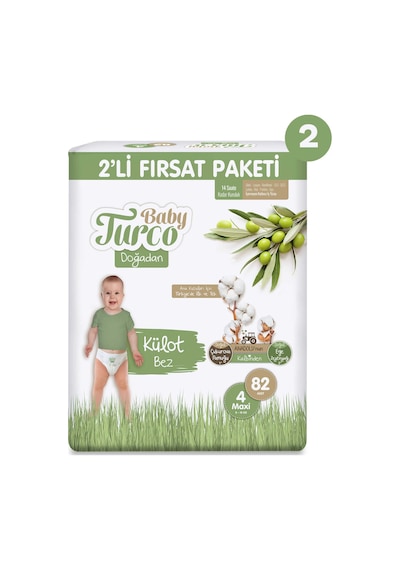 Baby Turco Doğadan 2'li Ekonomik Fırsat Paketi Külot Bez 4 Numara Maxi 164 Adet