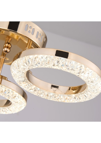 Oylum 3'lü Gold 24 Watt Kristalli Koridor Salon Led Plafonyer Avize Gold