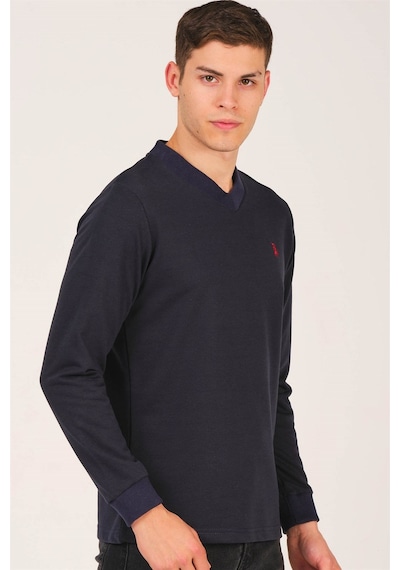 V4002 Dewberry V Yaka Erkek Sweatshırt-lacivert Lacivert