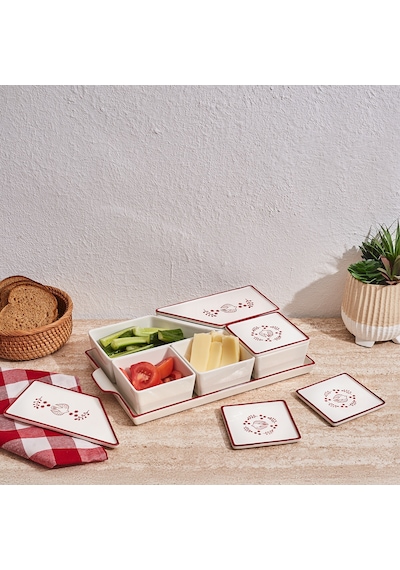Aryıldız Bird Red 11 Parça Tepsili Kahvaltılık Çok Renkli