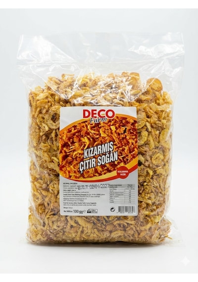 Deco Kızarmış Çıtır Soğan 1 Kg Hazır Crispy Onion Salata, Burger, Hot Dog Ve Yemekler İçin Pratik Garnitür