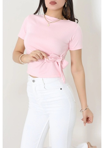 Modi Bel Bağlama Detaylı Modal Bluz Pembe - 71758.2023. Acık Pembe