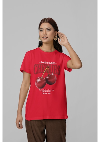 Nevermind Unisex Erkek/kadın Cherrıes Özel Baskılı Oversize Pamuklu Bisikle Kırmızı Nevermind Unisex Erkek/kadın Cherrıes Özel Baskılı Oversize Pamuklu Bisikle Kırmızı
