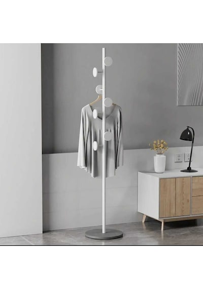 Metal Beyaz Ayaklı Askılık Elbise Askısı Portmanto Askılık 165 32 Cm Beyaz