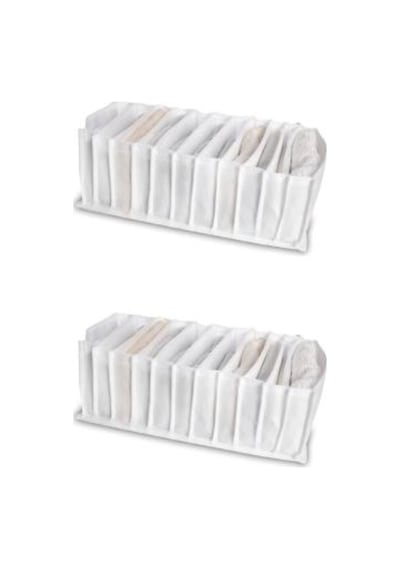 Serstil 2 Adet - Small 11 Gözlü Çekmece Içi Düzenleyici Organizer 12 X 40 X 12 Beyaz