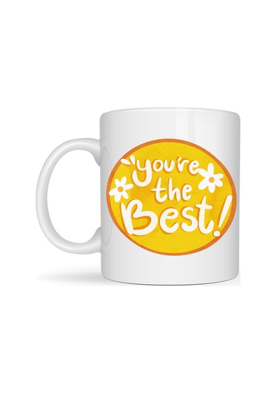 Northcity You're The Best Yazılı Porselen Kupa Model 123 - Motivasyon Ve Sevgi İçin Şık Hediye Sarı