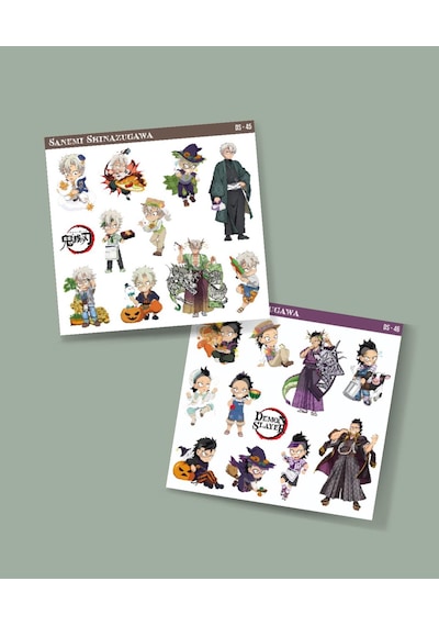 Demon Slayer Genya -sanemi Shinazugawa 2 Li Set Anime Sticker Çıkartma Kimetsu No Yaiba-parlak Kağıt Mor