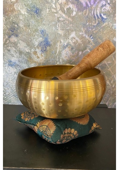 Meditasyon Çanı Tibet Çanağı Pirinç Kaplama 7 Element 16 Cm