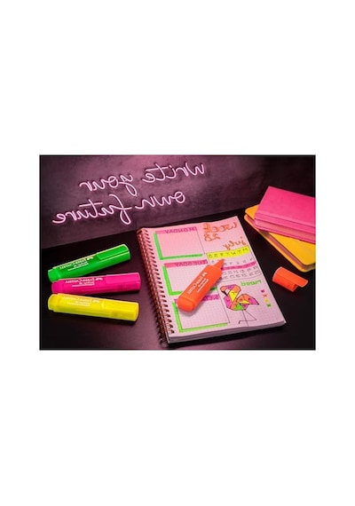 Faber-castell 254648 - Fosforlu Kalem Seti 46, 8'li Kutu, Neon Renkler, Uzun Ömürlü Kesik Uçlu, Çizgi Genişliği 1-5 Mm, Doldurulabilir 124-Pembe