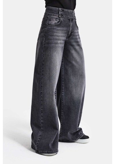 Itsbasic Kadın Füme 4s6-14 Palazzo Fit Kemer Detaylı Elastan Kumaş Denim Jean Itsbasic Kadın Füme 4s6-14 Palazzo Fit Kemer Detaylı Elastan Kumaş Denim Jean