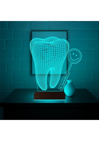 Luvivia Smile Diş Hekimi Diş Doktoru Hediye Kişiye Özel 3d Lamba - Masa Gece Lambası V2 Şeffaf