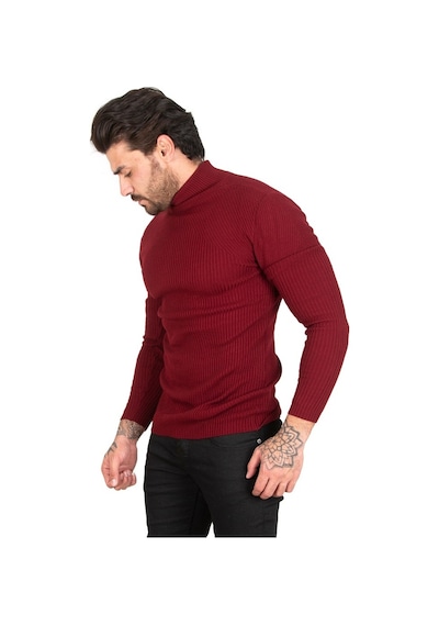 Deepsea Erkek Bordo Balıkçı Yaka Örme Kazak 2100015 Bordo