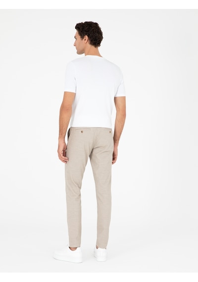 Cacharel Bej Slim Fit Pamuk Karışımlı Kanvas Pantolon