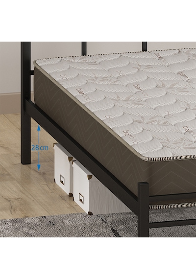Mobpazar 616072 Metal Karyola + Basic Full Ortopedik Yatak 90 x 190 CM  Siyah
