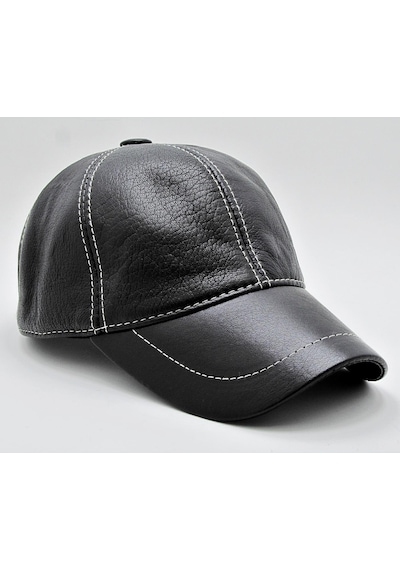Takı Dükkanı Siyah Deri Beyzbol Cap Erkek Şapka Unisex Model Cp228