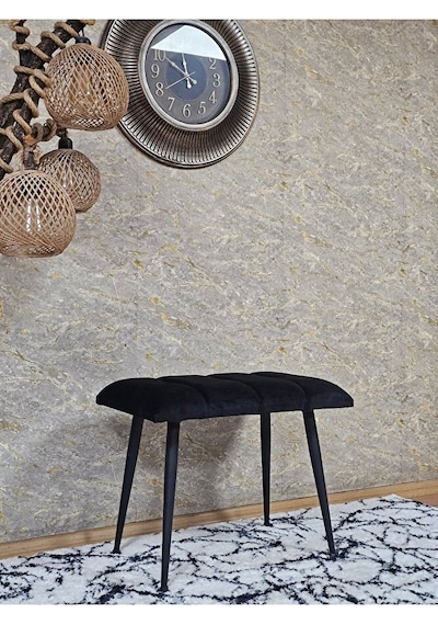 Siyah Sivriltmel Ayaklı 60 Cm Puf Bench - Puf - Bench - Oturak - Çok Renki