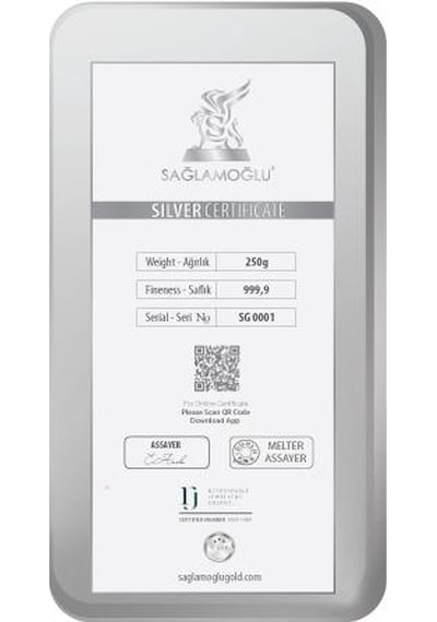 Sanal Kuyumculuk 250 Gram Külçe Gümüş
