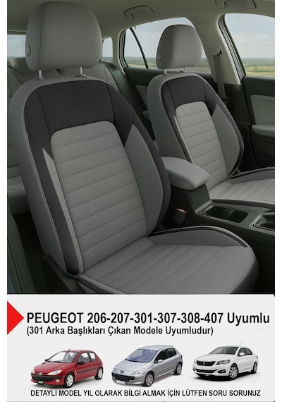 Mocha Taytüyü Oto Koltuk Kılıfı Peugeot 206-207-208-306-307-407 Uyumlu Füme