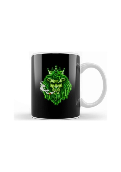 Funny Weed Marijuana Cannabis Kush Pot Green Lion Smoking Stoner Kupa Bardak Porselen Karışık