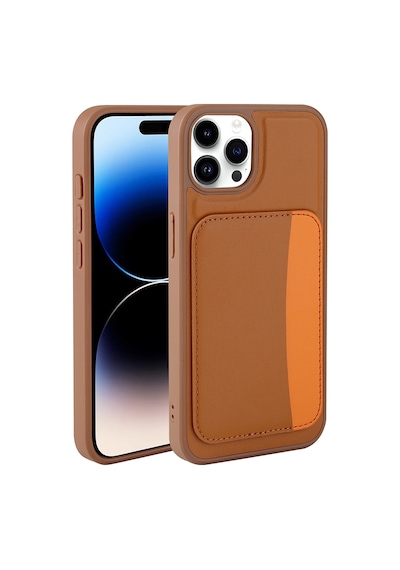 Zore Apple iPhone Uyumlu 15 Pro Max Kılıf Kartlıklı Zore X-kart Silikon Kapak - Kahverengi