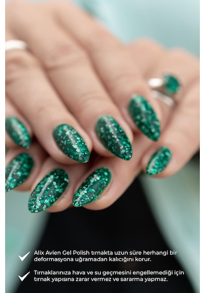 Alix Avien Işıltılı Yeni Yıl Yeşili Kalıcı Oje 89-yoğun Renk Veren Jel Oje 12 Ml-nail Uv Gel Polish 89