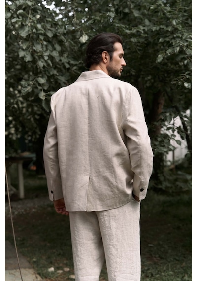 Bohemai Carlo Naturel Keten Erkek Blazer Naturel