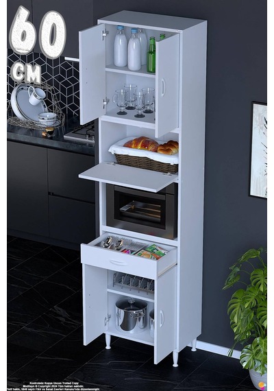 Çağıl 60 Cm Çok Amaçlı Fırın Dolabı - Mutfak Kiler Banyo Antre Hobi Dolabı 60x226x32 Cm Beyaz Çağıl 60 Cm Çok Amaçlı Fırın Dolabı - Mutfak Kiler Banyo Antre Hobi Dolabı 60x226x32 Cm Beyaz