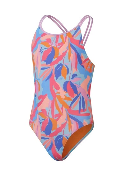 Speedo Alo Printed Twinstrap Kız Çocuk Yüzücü Mayosu Pembe-mavi Pembe-mavi