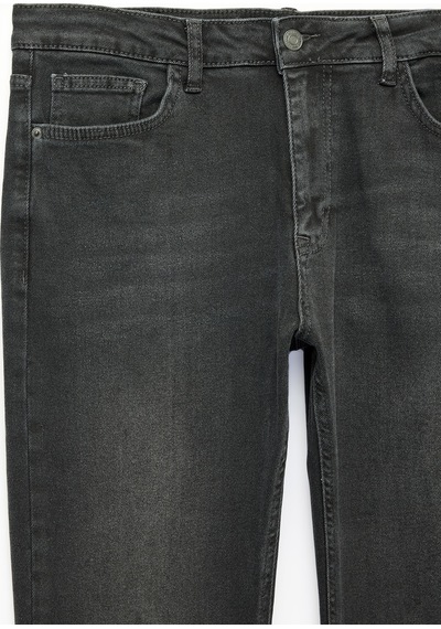Koton Normal Bel Cepli Pamuklu Straight Fit Jean Pantolon - Mark Jean Siyah 7wam40370nd